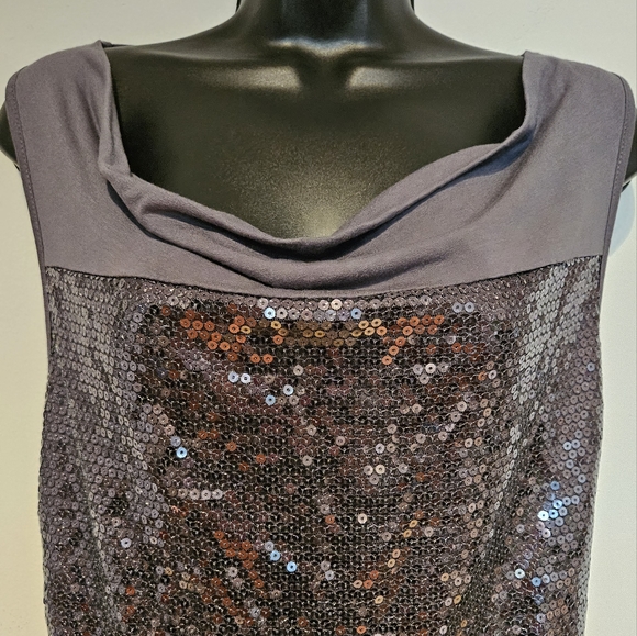 Jeanne Beker Gray Sequin Top EUC - Picture 2 of 8